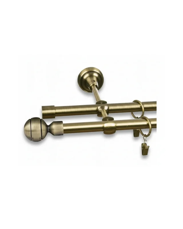 Karnisz metalowy podwójny KULA złoty antyk 16 mm