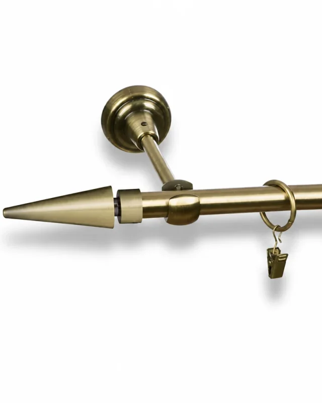 Karnisz metalowy pojedynczy STOŻEK Złoty antyk 16 mm