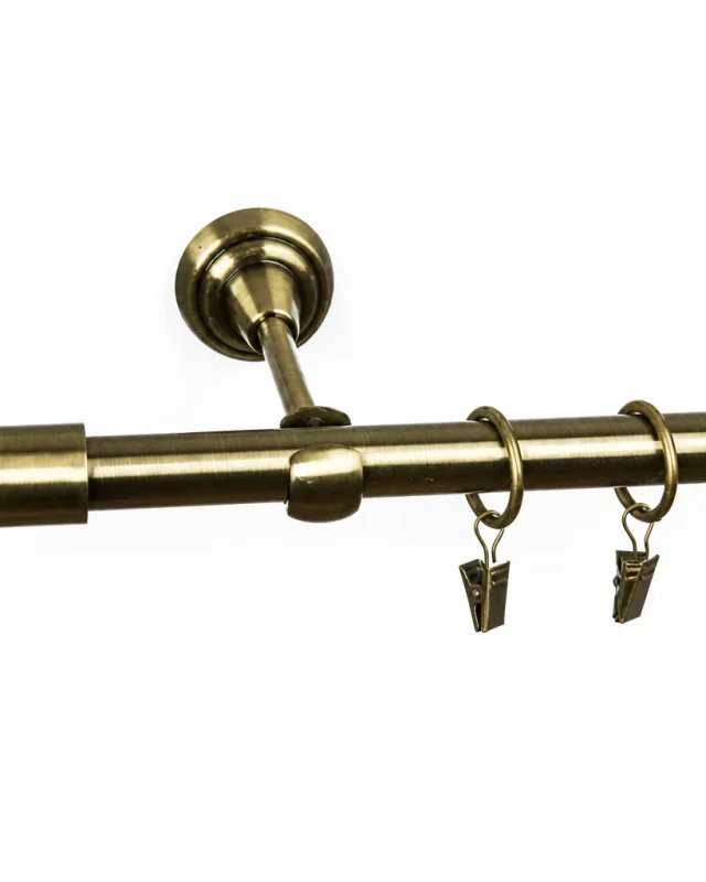 Karnisz metalowy pojedynczy UVERTURA Złoty antyk 19 mm