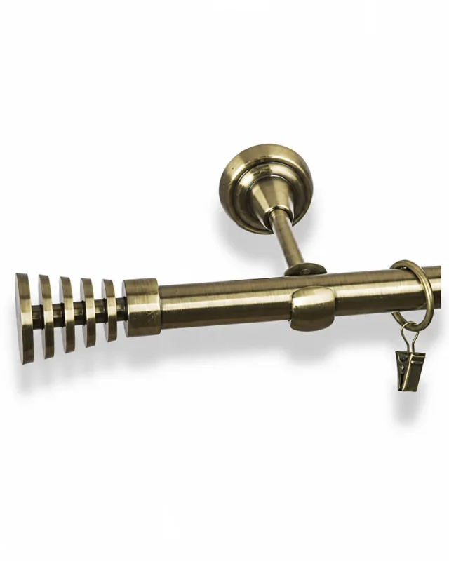 Karnisz metalowy pojedynczy TENOR Złoty antyk 19 mm
