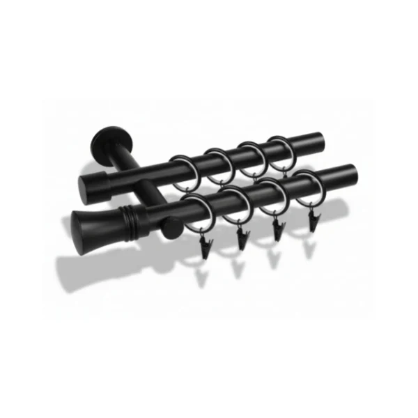 Karnisz metalowy podwójny LIBRETTO Czarny 19 mm