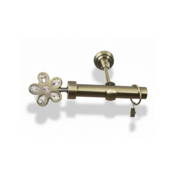 Karnisz metalowy pojedynczy FLOWER Złoty Antyk 25 mm