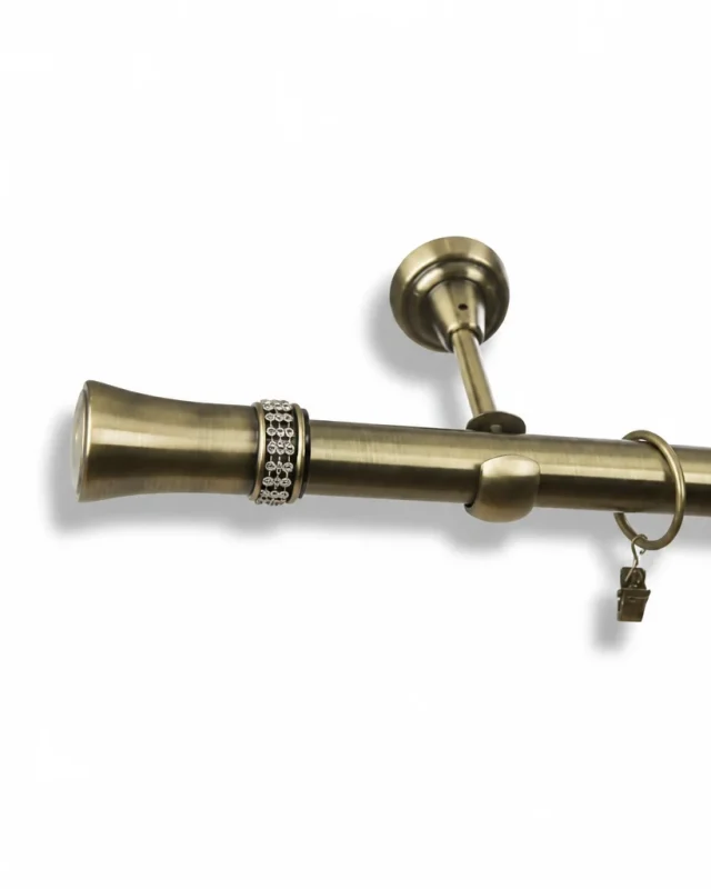 Karnisz metalowy pojedynczy PLUTON Złoty Antyk 25 mm
