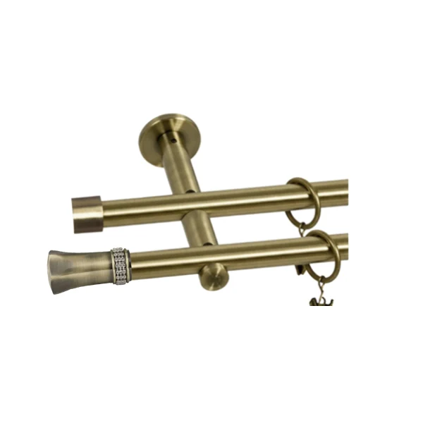 Karnisz metalowy podwójny PLUTON złoty antyk 25 mm